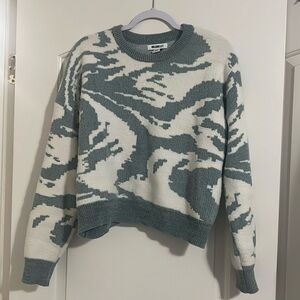 Seafoam & White Cropped Sweater